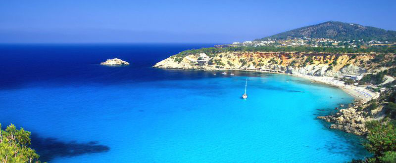 Cala d'Hort beach, Ibiza, Balearen, Spanien