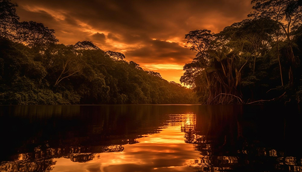 Amanecer en la selva Amazónica. Imagen de Vecstock en Freepik.