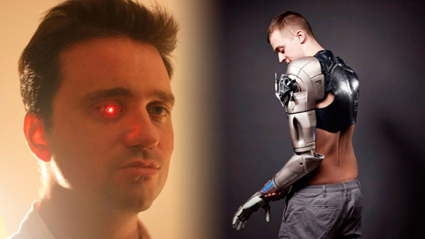Cíborg con tecnología en el cuerpo.