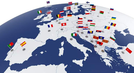 Europa mapa con banderas