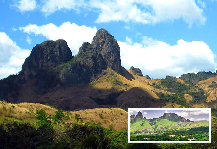 Imponentes formaciones de roca calisa de nombre Morros y panorámica