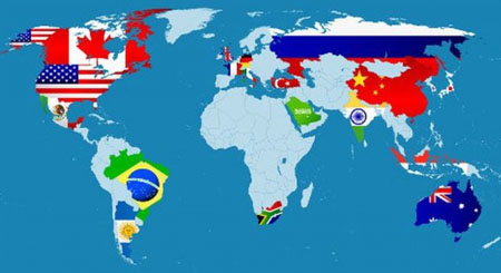 Mapa de paises del G20