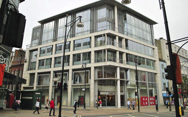 Edificio Dolcis House adquirido por Amancio Ortega en enero de 2014, que se sitúa en el 333 de Oxford Street de Londres. La joya inglesa le supuso al empresario gallego 500 millones de euros